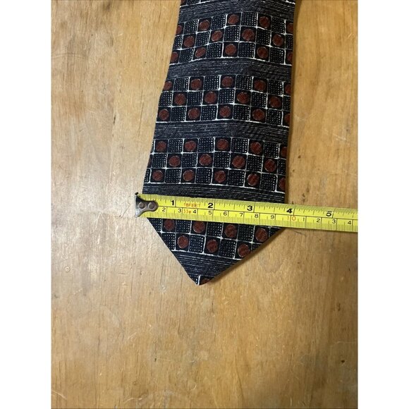 Countess Mara black With Copper &white  Geometric Silk Tie Made In USA - Picture 3 of 6